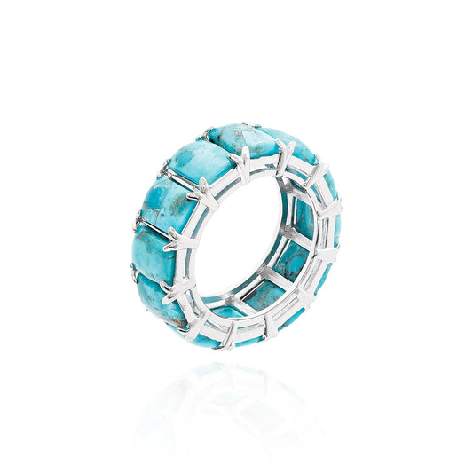 Anel turquesa natural quadrados