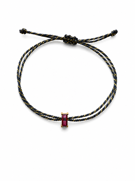 Pulseira fio de seda turmalina Rosa
