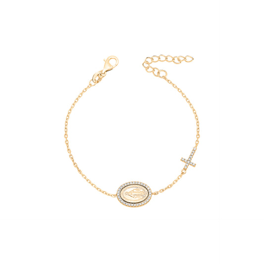 Pulseira Medalha Nossa Senhora moissanite