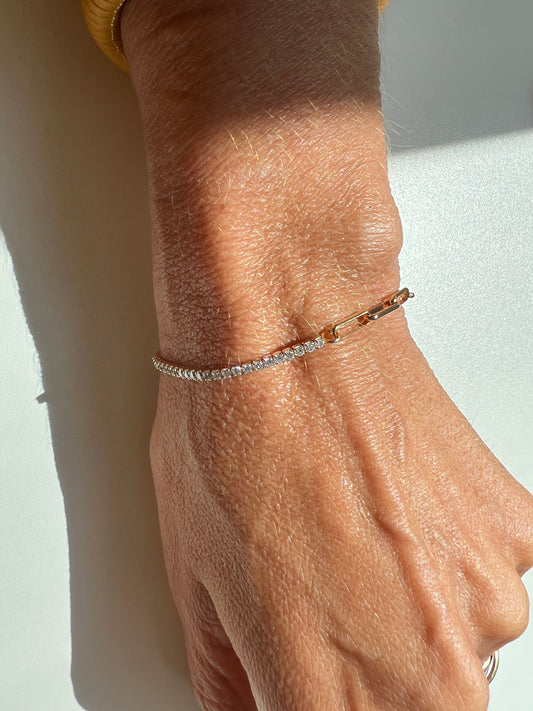 Pulseira meio riviera / elos quadrados