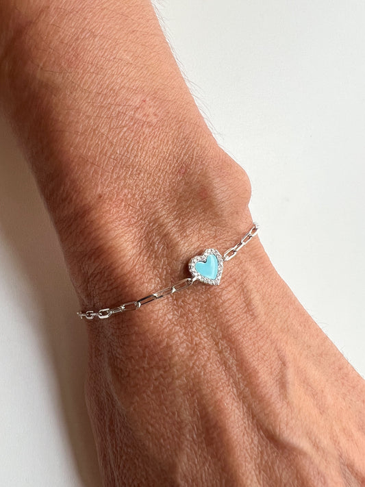 Pulseira coração corrente elos