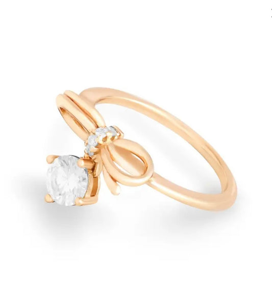 Anel mindinho laço Moissanites
