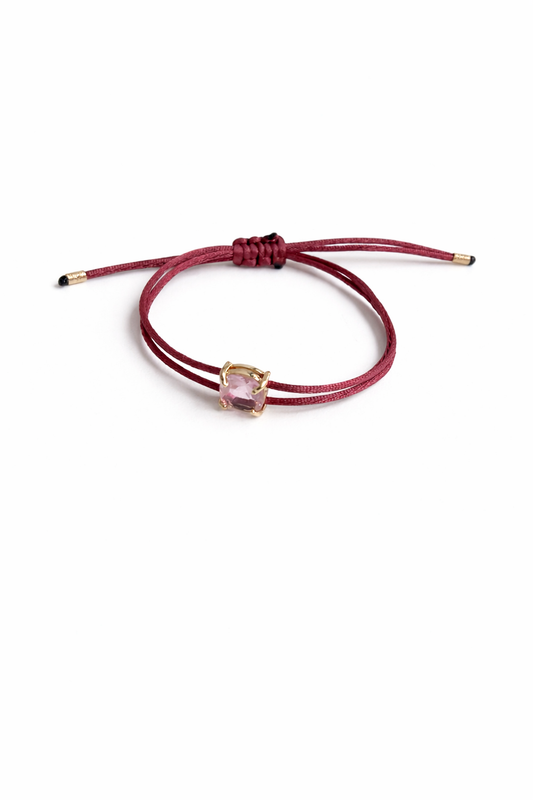 Pulseira macrame quartzo Rosa