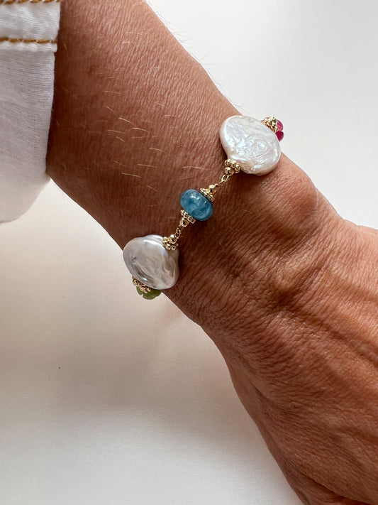 Pulseira pitangas pedras e Pérolas