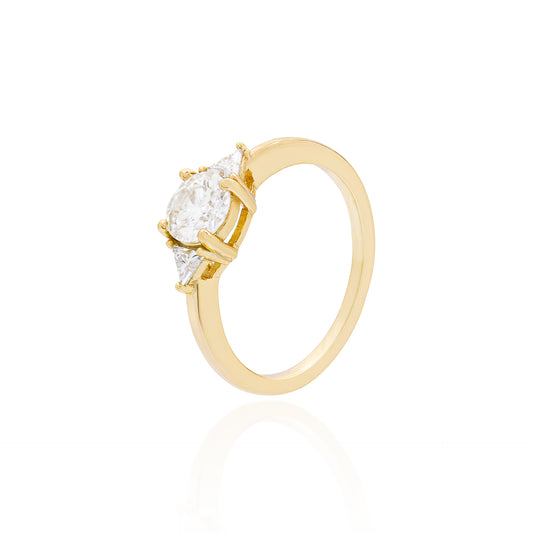 Anel Moissanite 6mm dourado