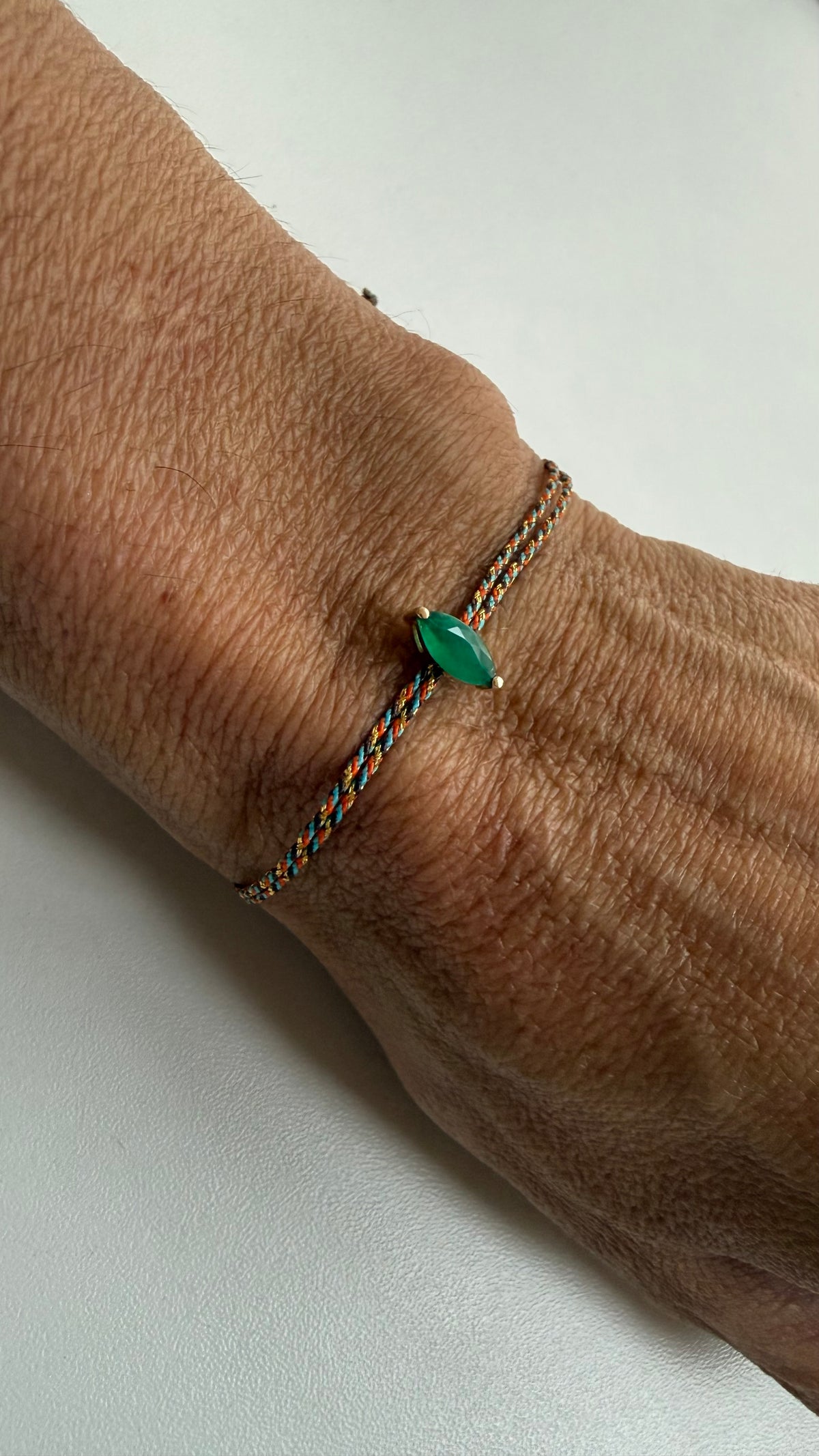 Pulseira esmeralda navete 4x8mm
