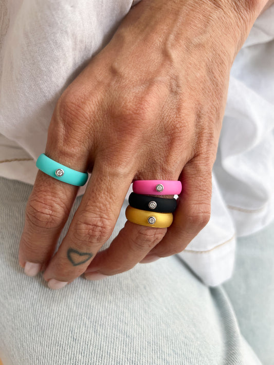 Anel Silicone colors Moissanite