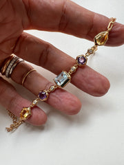 Pulseira pedras naturais e moissanite