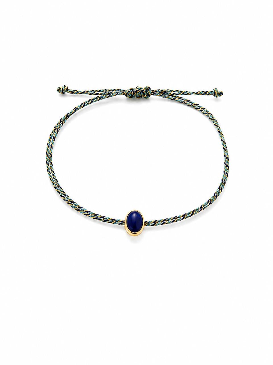 Pulseira lápis lazuli fio de seda