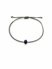 Pulseira lápis lazuli fio de seda