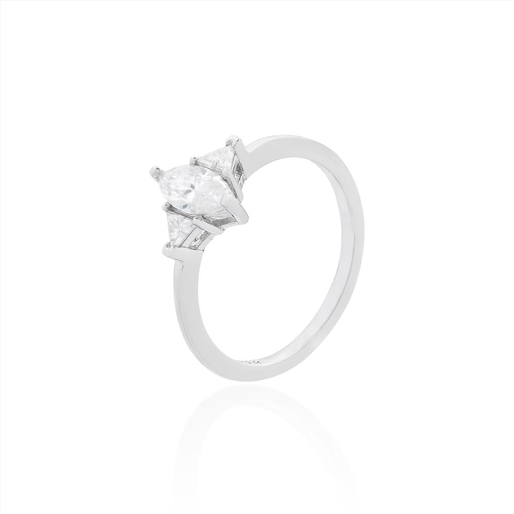 Anel navete moissanite