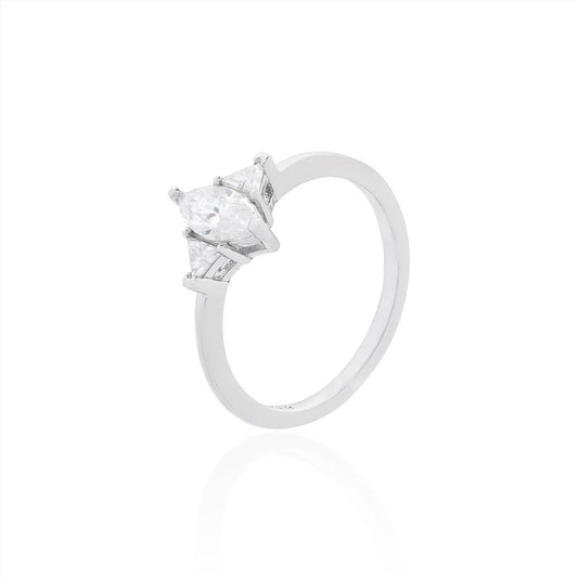 Anel navete moissanite