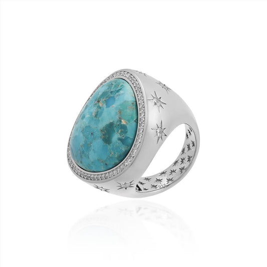 Anel turquesa Tulun moissanite