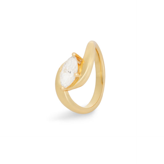 Anel mindinho navete moissanite