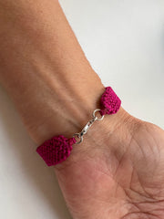 Pulseira moissanite macramé com pedra natural