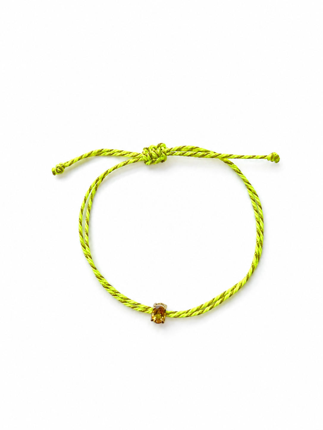 Pulseira fio de seda safira laranja oval