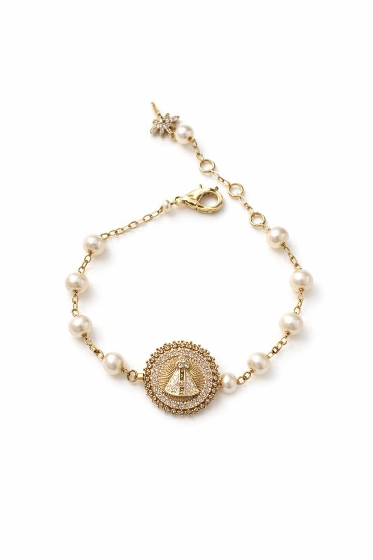 Pulseira Nossa Senhora Aparecida pérolas