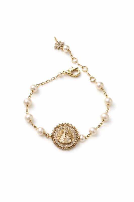 Pulseira Nossa Senhora Aparecida pérolas