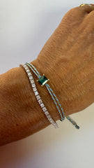 Pulseira fio de seda turmalina verde indicolita