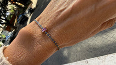 Pulseira fio de seda turmalina Rosa