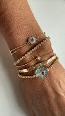 Pulseira cravação inglesa Moissanite B Ouro