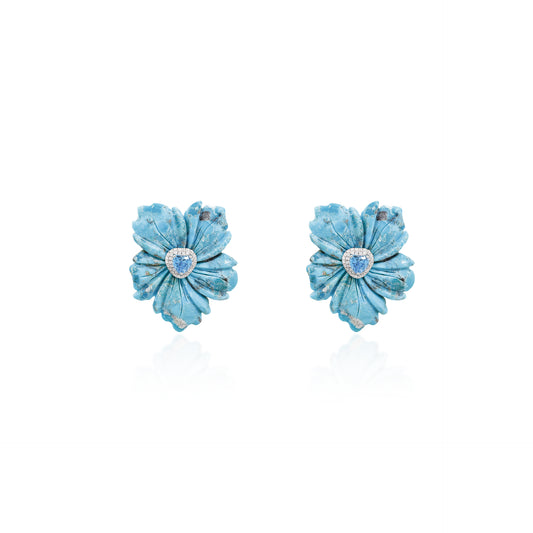 Brinco Flor Turquesa e topázio.
