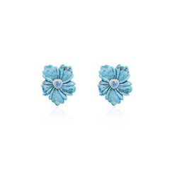 Brinco Flor Turquesa e topázio.