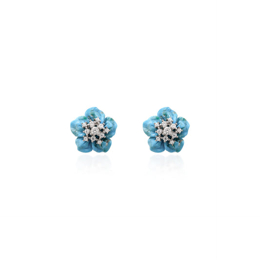 Brinco flor turquesa.