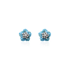 Brinco flor turquesa.