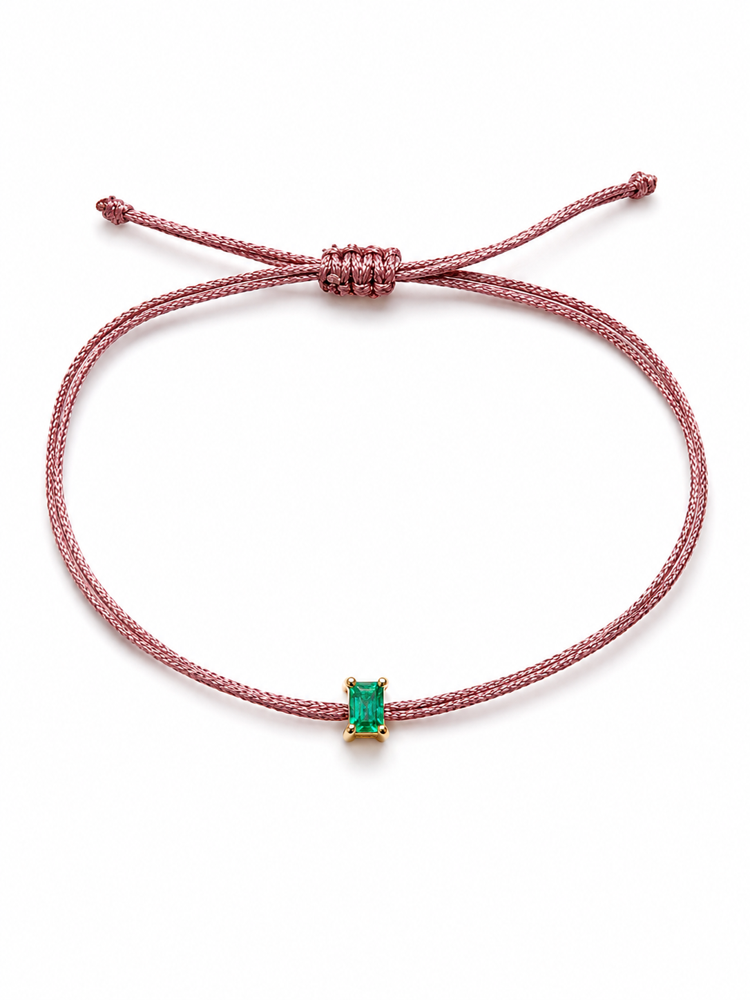 Pulseira fio de seda com Esmeralda