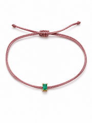 Pulseira fio de seda com Esmeralda
