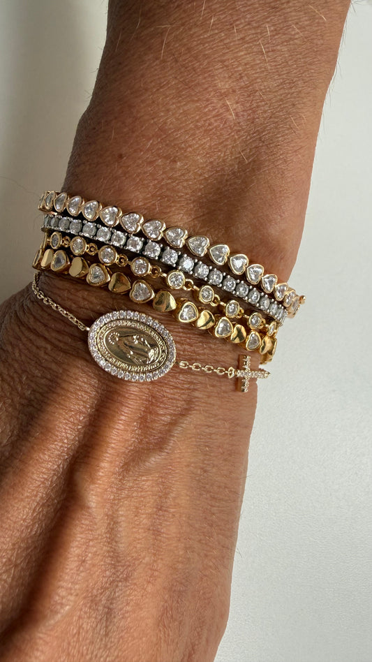 Pulseira medalha milagrosa zirconias