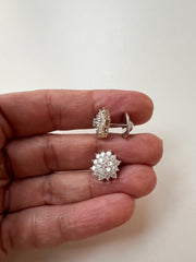 Brinco moissanite flor 6 pétalas