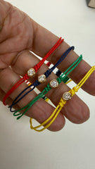Pulseira moissanite fio de seda macrame.