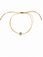 Pulseira fio de seda pedra água marinha