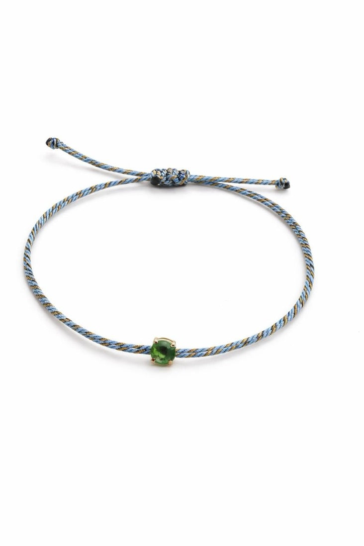 Pulseira esmeralda 4x8mm fio de seda