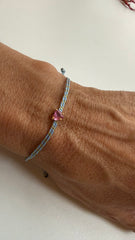 Pulseira coração turmalina rosa