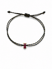 Pulseira fio de seda turmalina Rosa