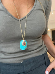 Pingente pedra turquesa com gota