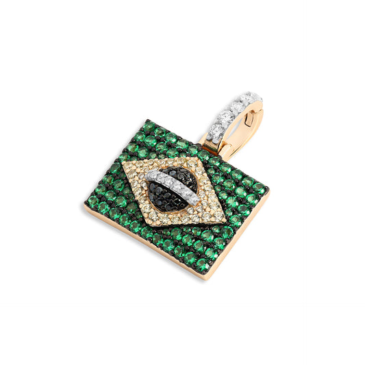 Pingente Bandeira Brasil moissanite