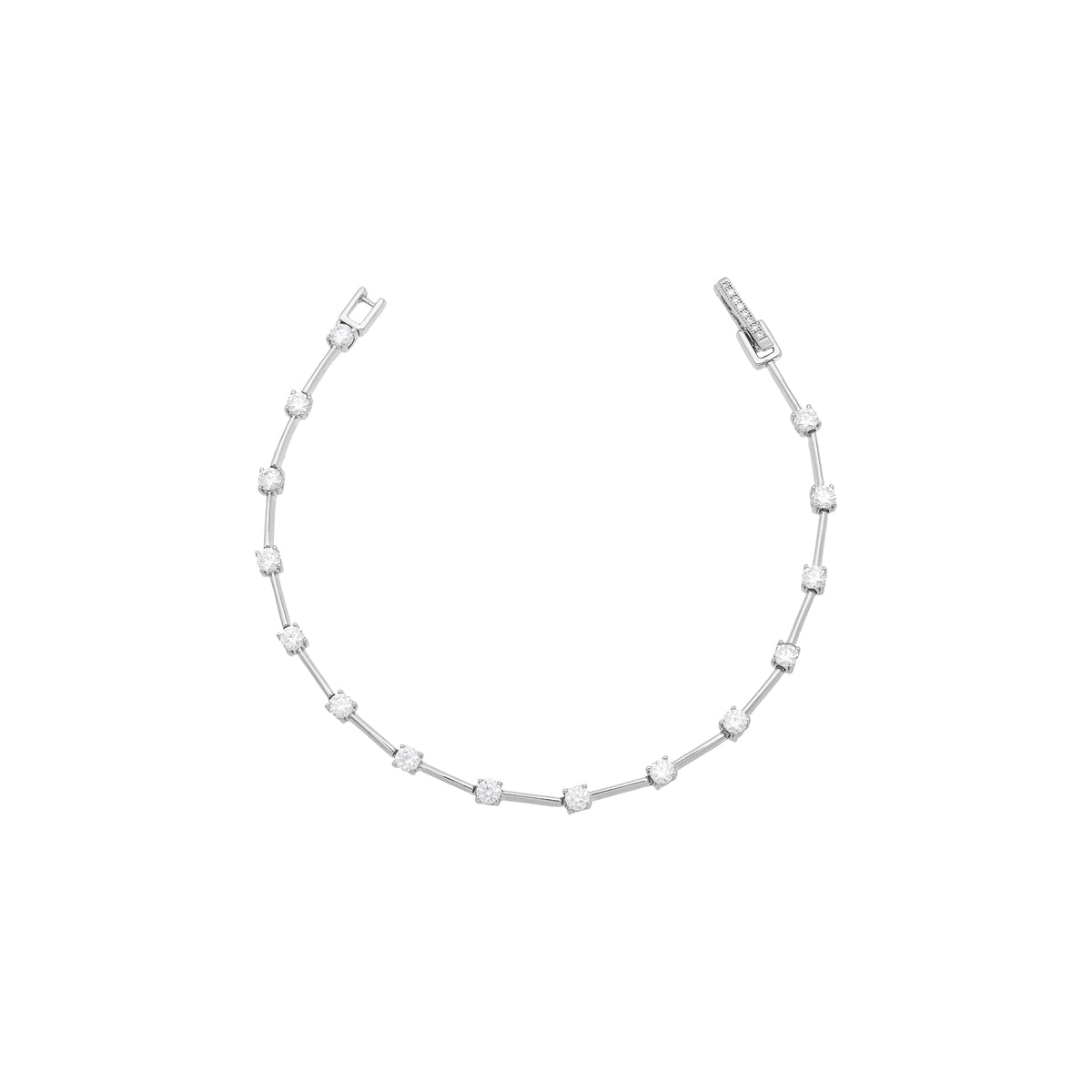 Pulseira Riviera fio faca moissanites 17cm