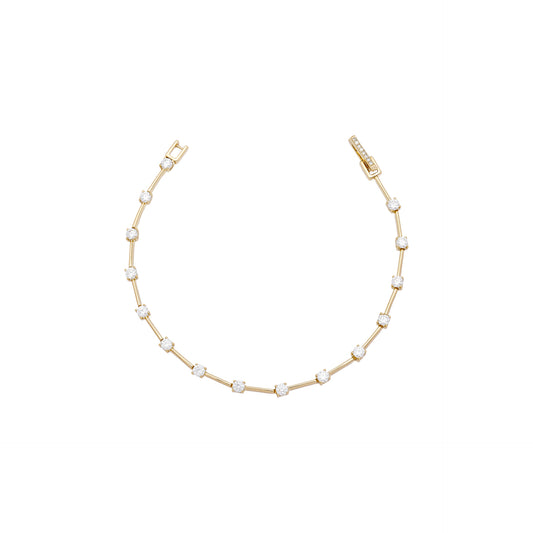 Pulseira fio faca Banho ouro moissanites