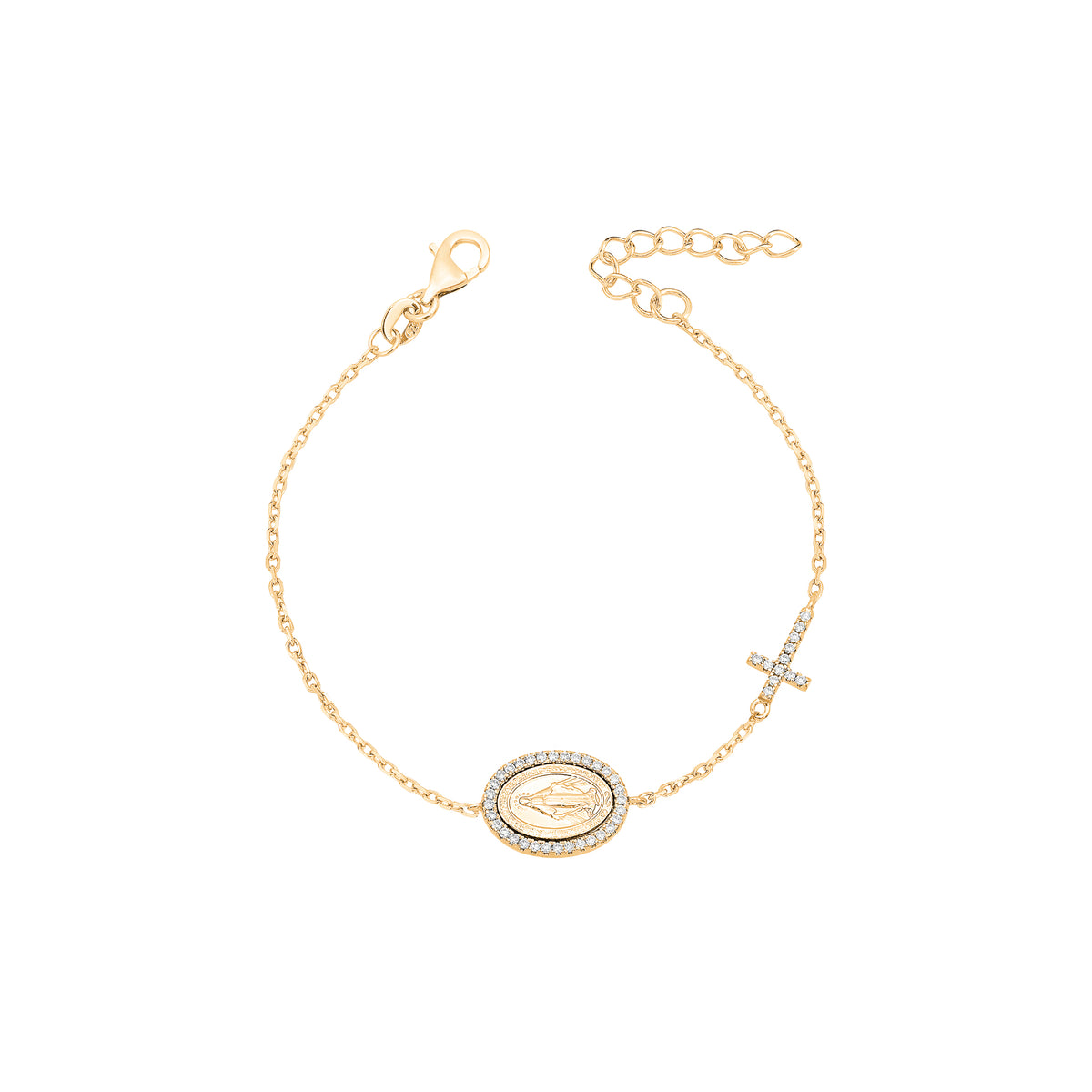 Pulseira riviera Medalha Nossa Senhora moissanite