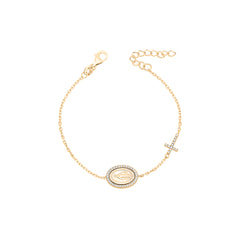 Pulseira riviera Medalha Nossa Senhora moissanite