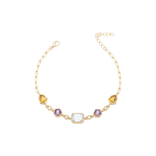 Pulseira pedras naturais e moissanite