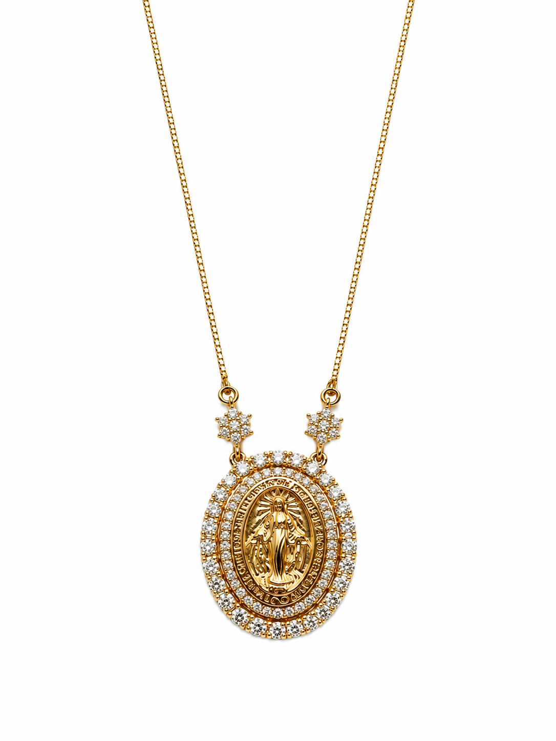 Medalha milagrosa flor Moissanite