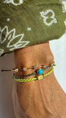 Pulseira fio de seda pedra turquesa