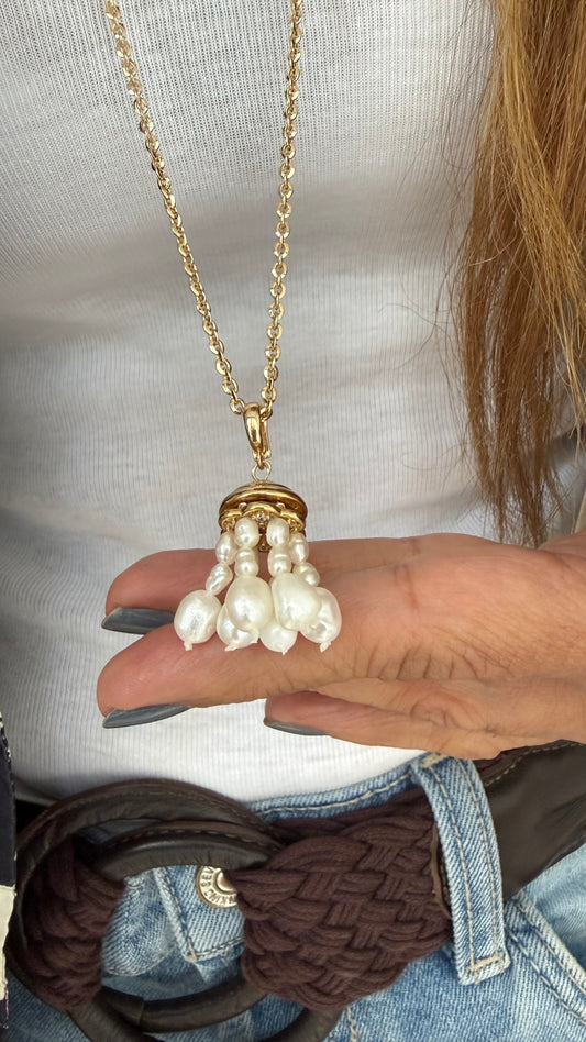 Pingente cacho pérolas