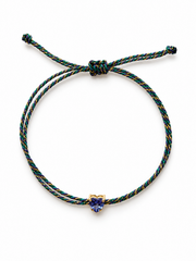 Pulseira fio de seda coração tanzanita