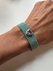 Pulseira macramé pedras naturais/moissanite